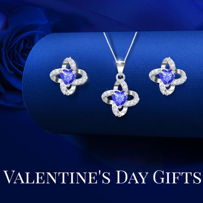 Eternal Rose with Necklace Earrings Set Birthday Gifts for Women Mom Preserved Real Flowers Mothers Day Valentines Day Gifts Anniversary Jewelry Sets for Women Grandma Wife Girlfriend Her (Royal Blue)
